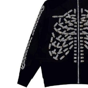 Sudadera con capucha personalizada de alta calidad con diamantes de imitación, Sudadera con capucha transpirable de 100% algodón con diamantes de imitación para hombres - Product Image 4