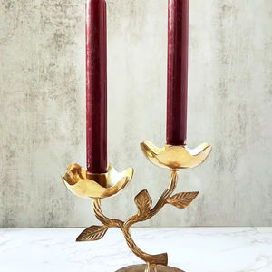 Oniya nouveauté 2025 fleur bougeoir 2 pack or fonte décor de noël fête cadeau fer mariage bougeoir - Product Image 1