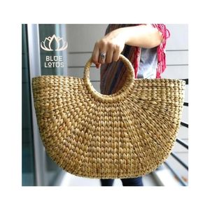 Bolsa de Mano de Jacinto de Agua con Asa de Loto Azul Hecha a Mano de Alta Calidad de Vietnam, Venta al por Mayor - Product Image 1