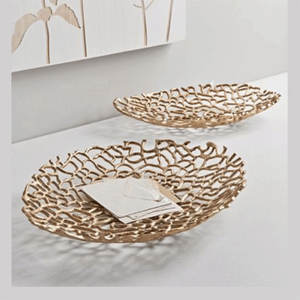 Branche ronde en aluminium coulé brut or brillant bol à fruits et cuisine à des fins de service - Product Image 4