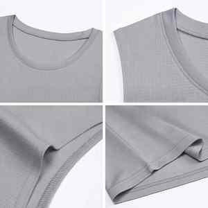 Camiseta sin mangas de algodón informal HIC para hombre, camiseta sin mangas holgada transpirable de manga corta de 240g para Fitness - Product Image 4