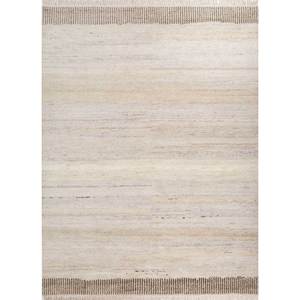 Alfombra Afgana de Lana Tejida a Mano, Color Marfil Sólido, Rectangular, con Patrón Abstracto, para Sala de Estar, Uso Doméstico, Ia-1848 - Product Image 1