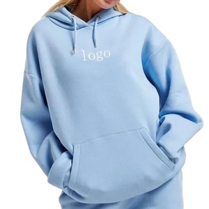 Drop Shoulder Oversized Women Hoodies 100% Material de algodón Transpirable Impresión de logotipo personalizado Jersey sólido Servicio OEM - Product Image 1