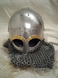 Elmetto da combattimento vichacco pronto alla battaglia per armatura da battaglia-Elmo medievale 18G in acciaio e cotta di maglia-elmo nordico con coltelli a bordo - Product Image 6