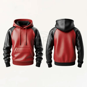 Sweat à capuche en cuir uni pour homme, décontracté, hiver, avec doublure intérieure douce, qualité supérieure, écologique, respirant, design léger - Product Image 3