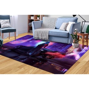 Modern Printed Rug, Thick Cyberpunk Abstract Personalized Bath Rug,With Pile Soft Rug - Product Image 5