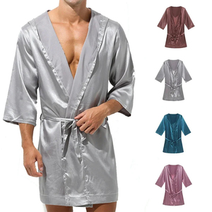 Albornoces de manga larga con capucha de rizo de algodón 100% para hombre, ropa de dormir de verano, ropa de dormir de secado rápido de alta calidad - Product Image 4