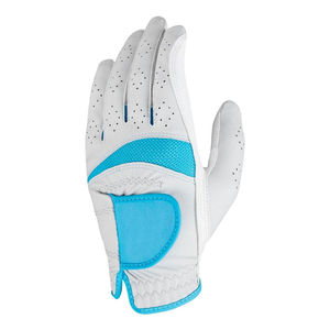 Guante de golf Relax Grip para mujer con palma de caramelo El mejor diseño Palma de cuero y guantes de golf de mano blanco sintético/caramelo OEM - Product Image 1