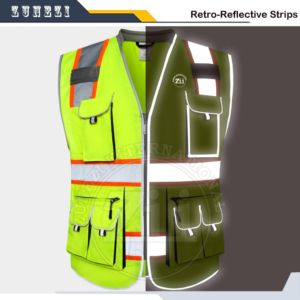 Vêtements de travail de construction imperméables en polyester fluorescent noir de classe 2 ZUNEZI INTERNATIONAL avec bande réfléchissante de sécurité - Product Image 4