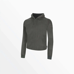 Sudadera con capucha recortada de Sherpa para mujer de alta calidad, sudadera cálida y acogedora de lana de felpa para senderismo de invierno y ropa informal - Product Image 1