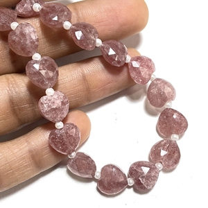 Vente en gros de perles en pierre naturelle briolette en forme de coeur à facettes fraise rouge de 10mm perles de pierre de forage vertical - Product Image 2