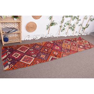 พรมตุรกีโบราณสีแดงส้มพื้นที่ขนาดใหญ่แบบคลาสสิก10,6ft x วัสดุขนสัตว์2,6 X การเย็บปะติดปะต่อกันด้านหลังสำหรับพรมห้องโถงห้อง - Product Image 3