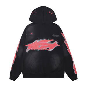 Jersey con capucha de gran tamaño personalizado 3D bordado Logo estampado StreetWear algodón sin forro Sudadera con capucha para hombres - Product Image 2