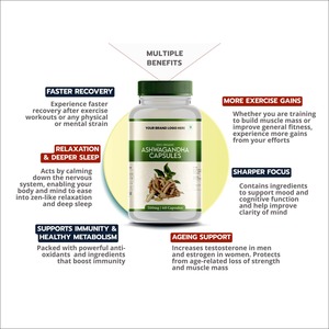 Ashwagandha แคปซูล100% ธรรมชาติช่วยลดความเครียดช่วยเพิ่มพลังงานสนับสนุนอารมณ์และสุขภาพอาหารเสริมประจำวันแสนสะดวก - Product Image 4