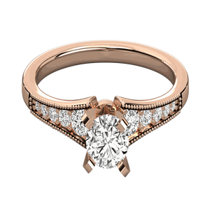 Anillo de Compromiso Solitario con Diamante Redondo y Engaste Milgrain - Product Image 3