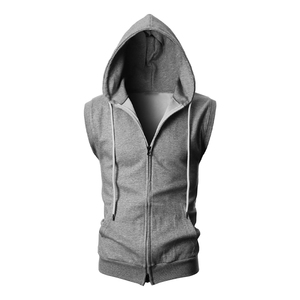 Sweat-shirt sans manches pour hommes Gym Wear Fitness Blank Sleeveless Hoodies Wholesale - Product Image 5