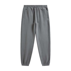 Pantalons de jogging en molleton épais 100% coton, logo personnalisé, taille élastique, style ample, uni, pour hommes - Product Image 1