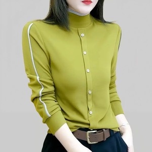 Camisa de Otoño e Invierno, Nuevo Estilo, Cuello Alto de Manga Larga, Holgada y Moderna para Mujer - Product Image 6