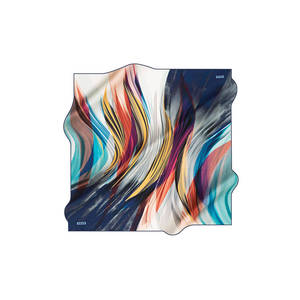 Navy Blue Satin Silk Long Designer <b>Scarf</b> for Spring Summer - Product Image 1