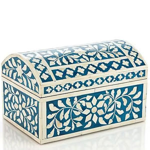 <b>Bone</b> in lay hand made flowery pattern box new article blue and white hand craft techniques - indian craft - Product Image 1