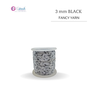 Fil fantaisie noir de qualité supérieure de 3mm à tricoter et au crochet Collection de fils fantaisie doux et durables Lurex organique de type M - Product Image 1