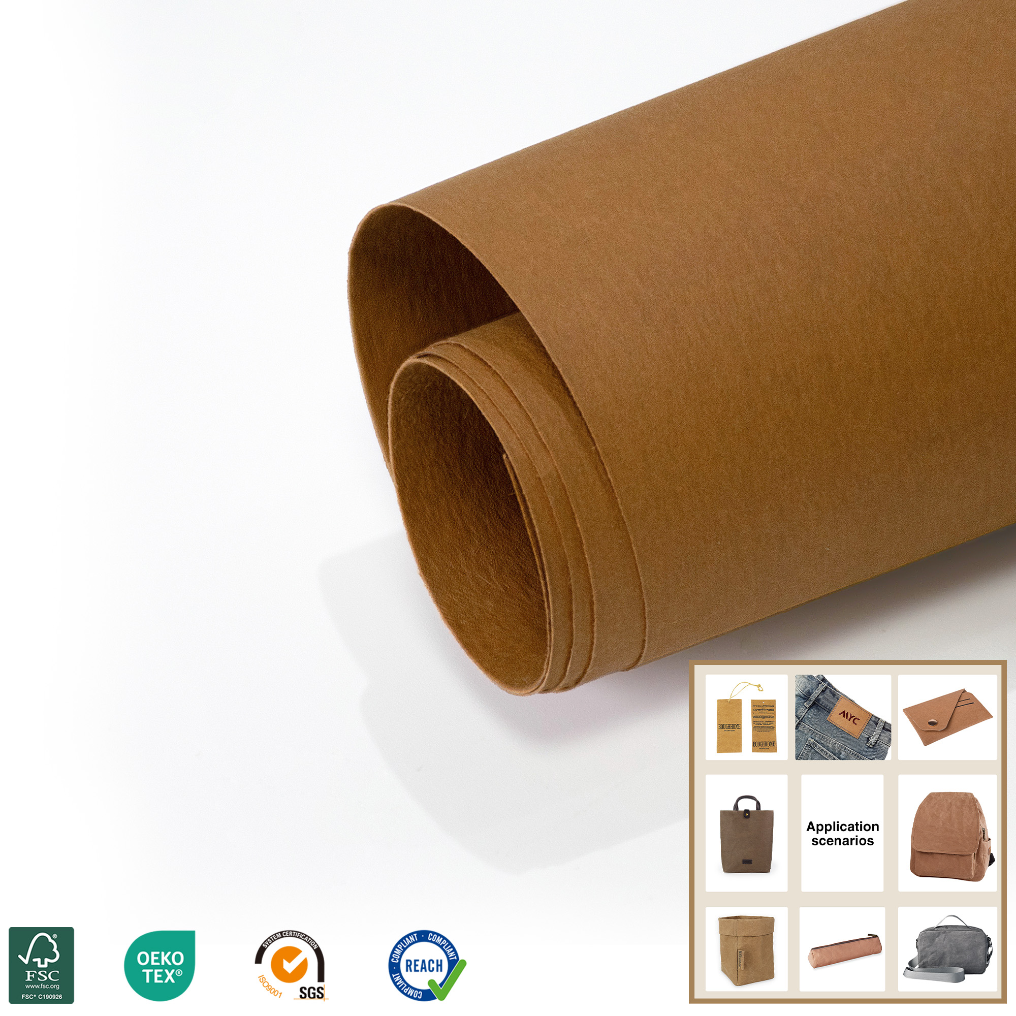 ZHICAI Biodegradable Washable Kraft Paper Roll Plant Fiber for Screen Printing Compatible Bags & Packaging