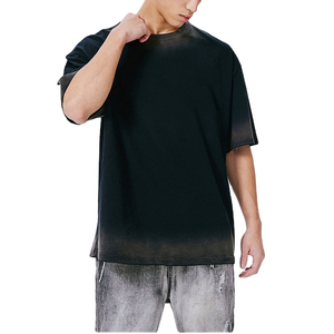 เสื้อยืดคอกลมแขนสั้นสำหรับทุกเพศเสื้อยืดล้างแบบอเมริกันออกแบบได้ตามต้องการ - Product Image 3