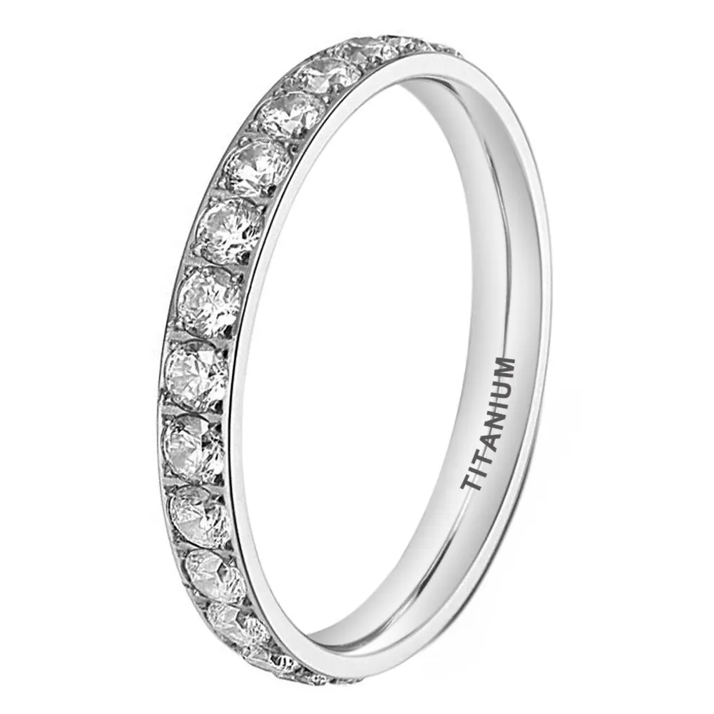 Cools tyle Schmuck 3mm Titan Fingerring für Frauen Männer Zirkonia CZ Stein Inlay Mode Ewigkeit Verlobung Ehering