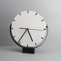 Horloge de table décorative pour la maison, en métal, ronde, noir et blanc, simple, horloge de table ronde