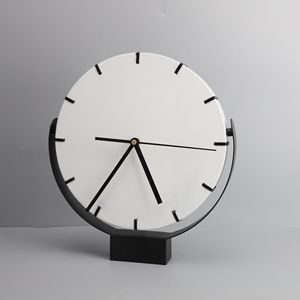 <span class=keywords><strong>Reloj</strong></span> de Mesa Decorativo para el Hogar, Redondo, de Metal, en Blanco y Negro, Simple - Product Image 3