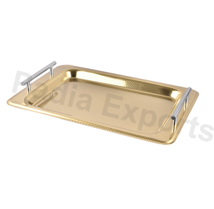 Bandeja redonda dorada ecológica Artículos de servidor elegantes para el hogar y los eventos - Product Image 1