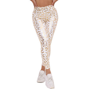 Leggings de Yoga de punto transpirables de cintura alta para mujer con diseño de estampado de leopardo entrenamiento deportes Fitness Running Leggings-venta al por mayor - Product Image 1