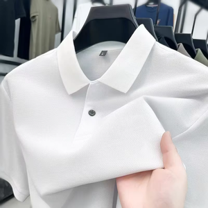 Camisa de Hombre con Cierre de Dos Botones, 100% Algodón, Tejido de Punto, Secado Rápido, Manga Corta, Estilo Casual Elegante para Verano y Golf - Product Image 3