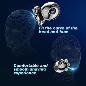 Afeitadora Eléctrica Plateada para Hombre, Cuchilla Única, Doble Cabezal Lavable, Afeitadora Facial Rotatoria, Resistente al Agua IPX7, Alimentación USB, Pieza de Repuesto - Product Image 4