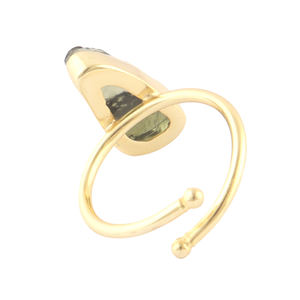 Nouvelle mode anneaux en pierre de Moldavite brute naturelle de haute qualité ravissant plaqué or fait à la main ouvert anneaux réglables cadeau pour elle - Product Image 6