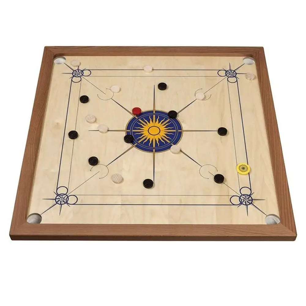 Ortak Carrom kurulu 35X35 inç oyun 16mm kat 3 "x 2" kat yüksek kaliteli turnuva boyutu Carrom kurulu oyunu