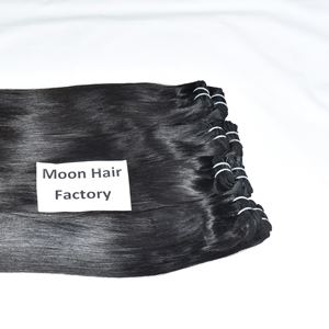 Extensions de cheveux humains pour femmes, 100% cheveux indiens bruts, raides, double trame, vague profonde, cuticules alignées, couleur naturelle noire - Product Image 2