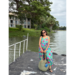 Vestido de tirantes de lujo color verde lirio de agua, talla XL, estilo casual, técnica de bordado abullonado, forro transpirable sólido, cremallera, natural - Product Image 4