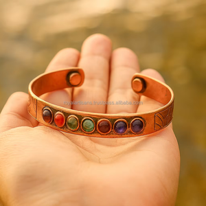 Pulsera de cobre de piedra de siete Chakras ajustable para hombres y mujeres Impresión impermeable en relieve - Product Image 1