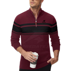 Suéter de cremallera de cuarto de mezcla de algodón de alta calidad personalizado suéter cómodo informal ligero para adultos - Product Image 3