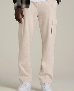 Pantalon cargo évasé pour homme, taille mi-haute, coupe droite, qualité supérieure, en velours côtelé respirant, ourlet fendu, motif uni - Product Image 1