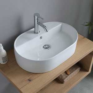 Mobile Bagno Sospeso Minimalista in Rovere Naturale da 80 cm con Lavabo Kos Integrato - Product Image 6