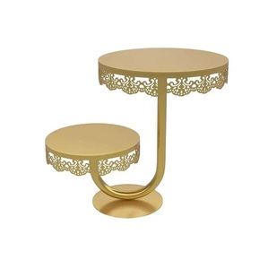 Conception personnalisée Support de serveur de gâteau en métal fini doré Fabricant de support de gâteau en métal décoratif fait à la main Nouvelle arrivée - Product Image 6