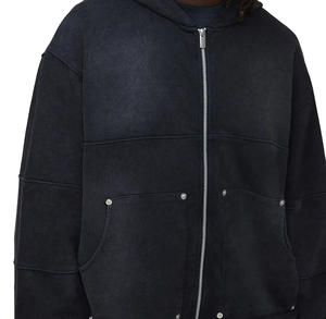 Survêtements d'hiver surdimensionnés pour hommes en polyester/coton de haute qualité, pantalons de jogging amples personnalisés, effet délavé à l'acide, délavé soleil, avec cordon de serrage et imprimés - Product Image 6