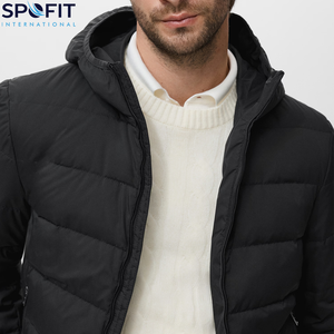 Chaqueta de Invierno Casual para Hombre, con Capucha, Impermeable, Cortavientos, 100% Poliéster, Personalizada con Logotipo, Chaqueta Acolchada con Estampado OEM - Product Image 4