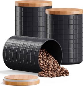 ชุดกระป๋องห้องครัวตกแต่งบ้านไร่แบบวินเทจพร้อมฝาไม้ไผ่ภาชนะบรรจุกระป๋องโลหะสำหรับใส่แป้งกาแฟชาน้ำตาล - Product Image 6