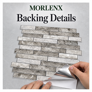 MORLENX Adhesivos Decorativos 3D con Efecto Piedra Gris Ceniza, Mosaico de Ladrillo, Autoadhesivos para Pared, para Revestimiento de Cocina - Product Image 4