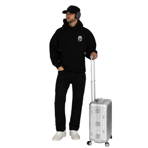 Felpa con Cappuccio Oversize da Uomo Nera 50% Cotone 50% Poliestere Spalle Scese Streetwear Vestibilità Comoda Felpa Invernale - Product Image 5