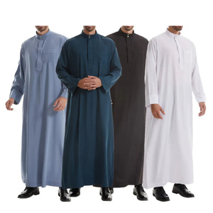 Venta caliente Colores y tamaños personalizados Tallas grandes Ropa de hombre Estilo árabe Camisa larga simple para hombre Túnica musulmana Abaya Thobe para hombres - Product Image 6