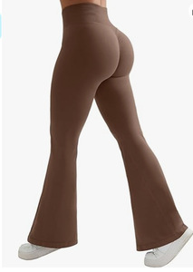 Venta al por mayor personalizado acanalado pantalones acampanados en forma de V cintura elástica Fitness Yoga Leggings con bolsillo - Product Image 6